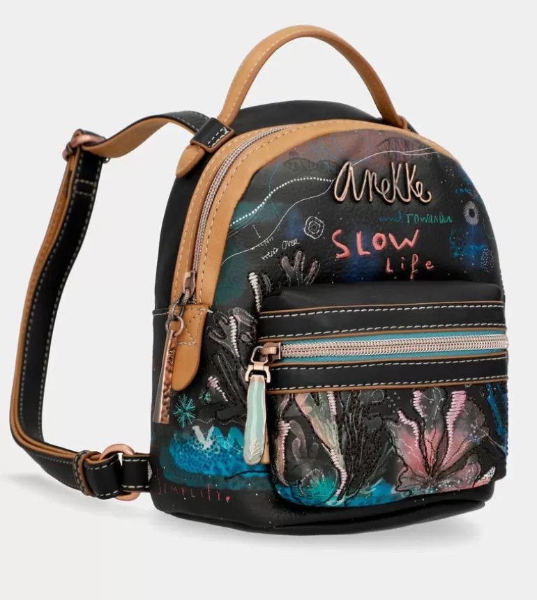 Coral Black Mini Backpack For Strolling | Anekke Outlet