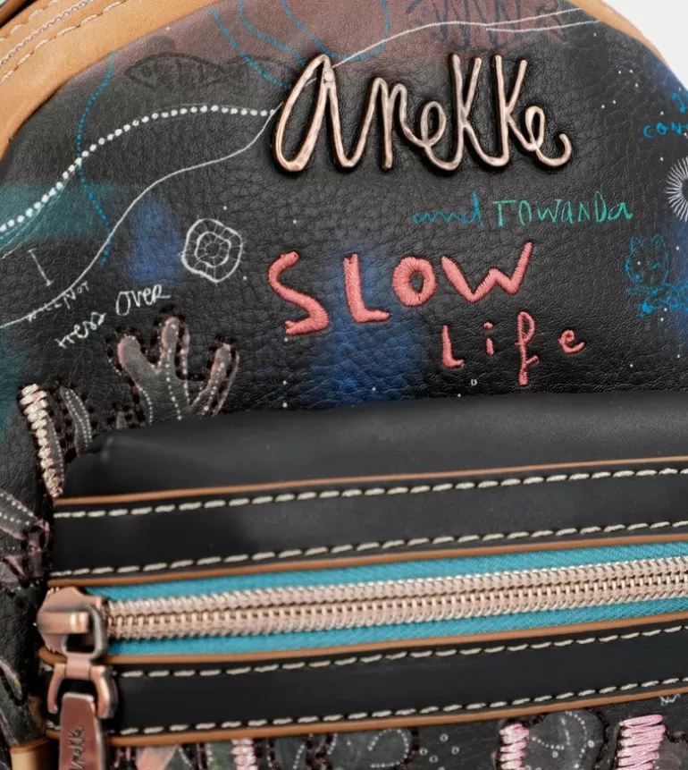 Coral Black Mini Backpack For Strolling | Anekke Outlet