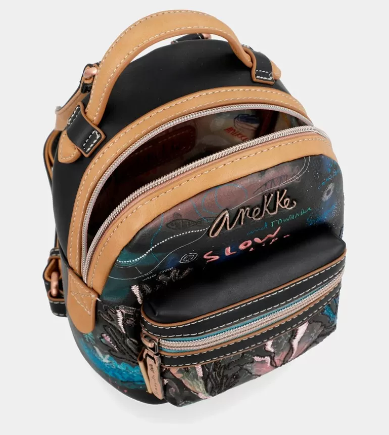Coral Black Mini Backpack For Strolling | Anekke Outlet