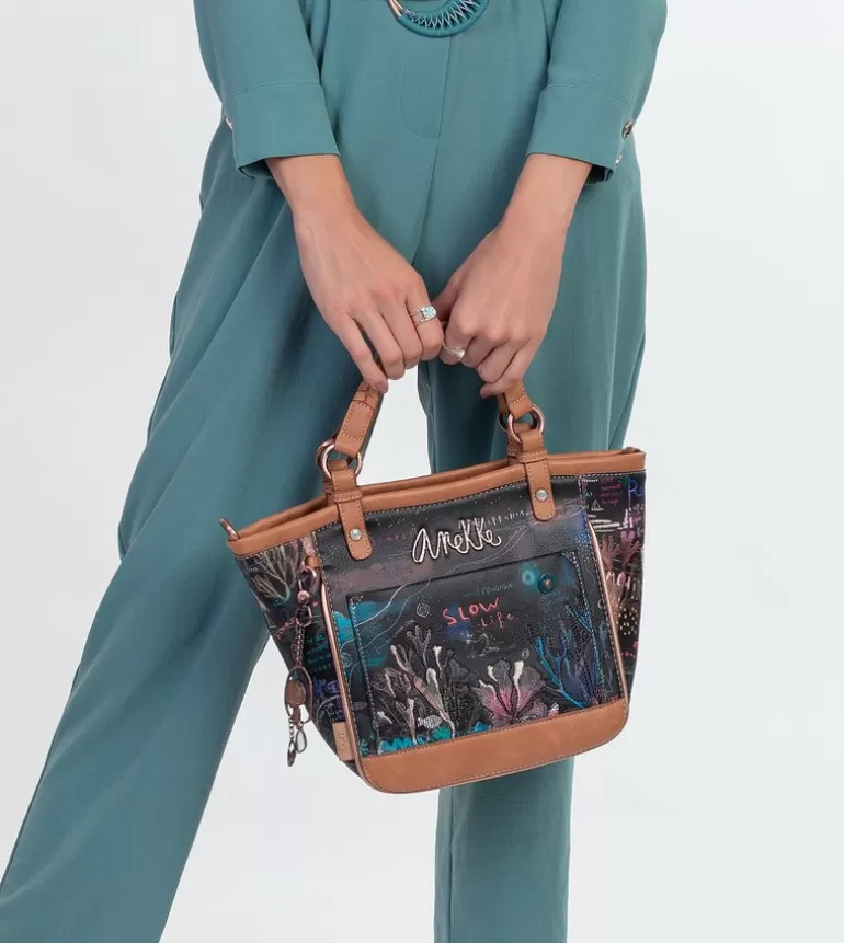 Coral Black Oval Shopper With Shoulder Strap | Anekke Flash Sale