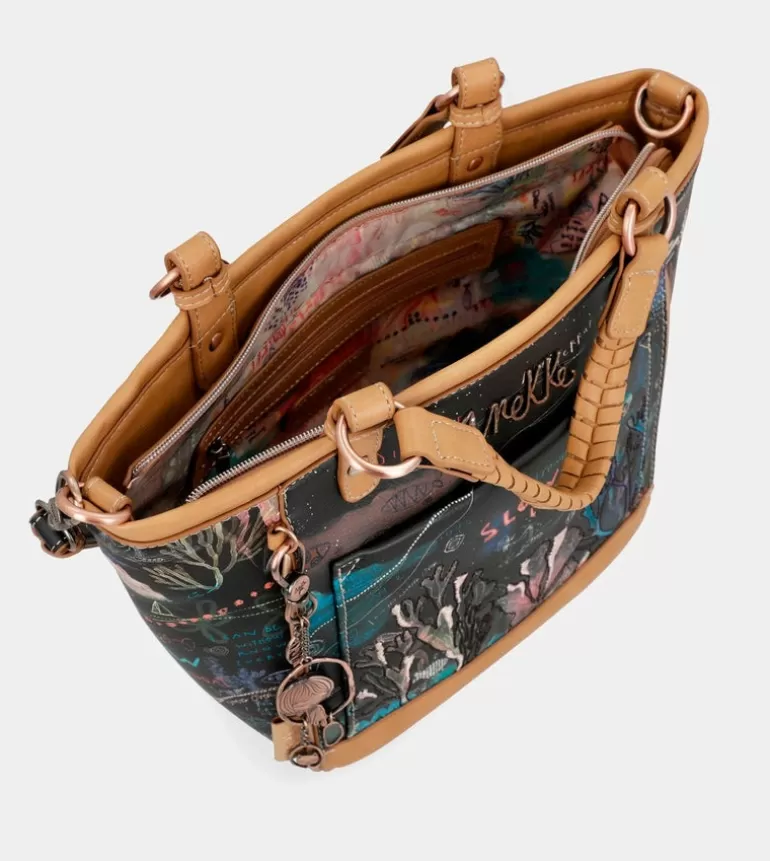Coral Black Oval Shopper With Shoulder Strap | Anekke Flash Sale