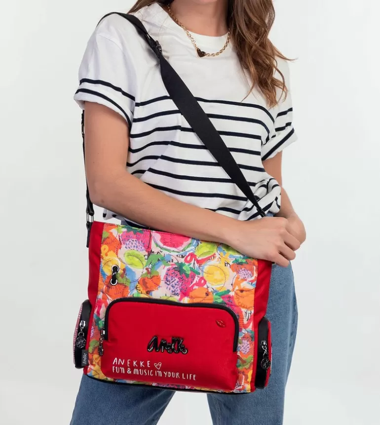 Nature Colors Red Shoulder Bag With Pockets | Anekke Best Sale