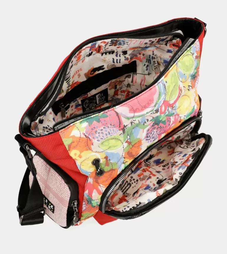 Nature Colors Red Shoulder Bag With Pockets | Anekke Best Sale
