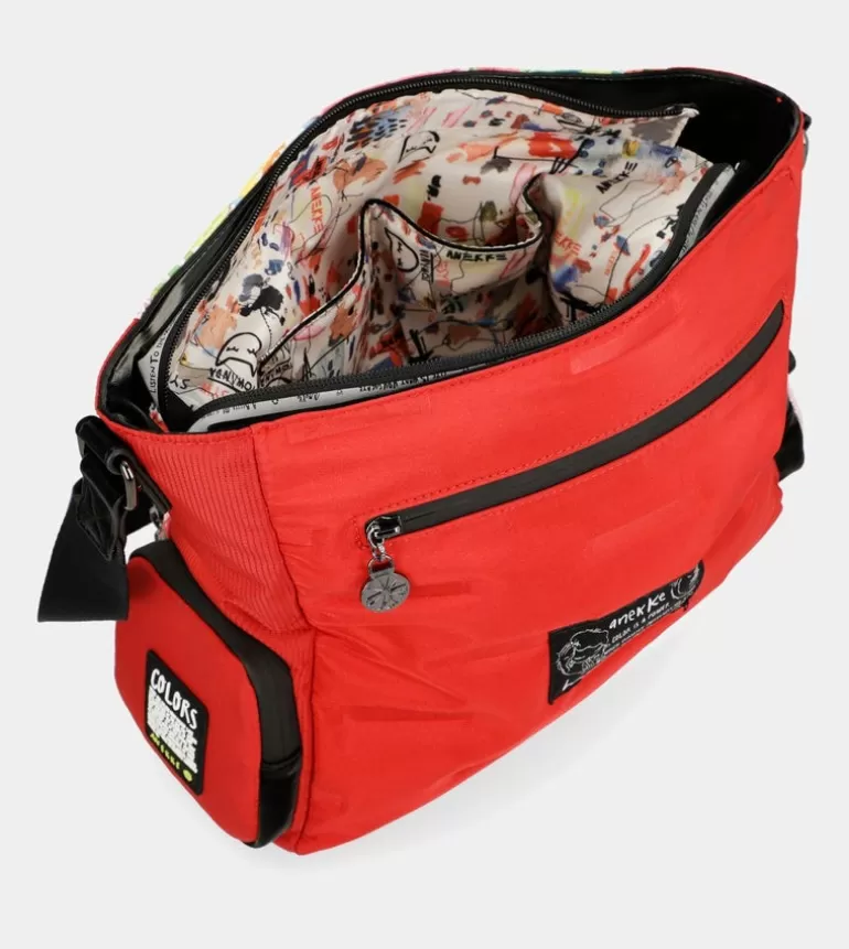 Nature Colors Red Shoulder Bag With Pockets | Anekke Best Sale